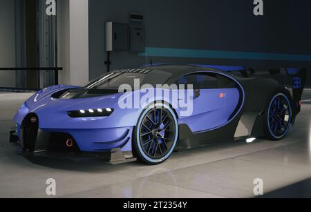 Bugatti Hypercar in Tiefgarage Stockfoto