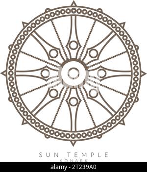 Konark-Rad - Sonnentempel - Odisha - Symbol als EPS 10-Datei Stock Vektor