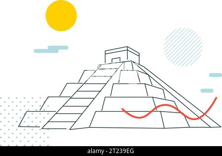 El Castillo - Chichen Itza - Ein präkolumbischer Maya-Tempel - Stock Illustration als EPS 10 Datei Stock Vektor