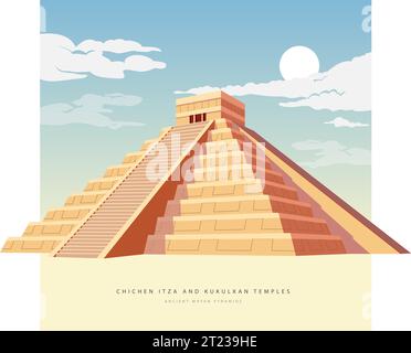 El Castillo - Chichen Itza - Ein präkoloumbischer Maya-Tempel - Stock Illustration als EPS 10 Datei Stock Vektor