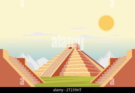 El Castillo - Chichen Itza - Ein präkolumbischer Maya-Tempel - Stock Illustration als EPS 10 Datei Stock Vektor