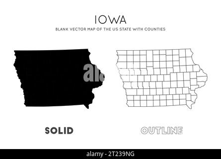 Iowa Karte. Leere Vektorkarte des US-Bundesstaates mit Grafschaften. Borders of Iowa für Ihre Infografik. Vektorabbildung. Stock Vektor