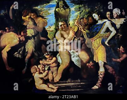 Der Triumph von Bacchus 1635-40 Francesco Francazano Museum, Italien, Italienisch, Bacchus , Dionysos, Dionysos, griechisch-römische Religion, Naturgott, Fruchtbarkeit, Vegetation, besonders bekannt als Gott des Weines und der Ekstase. gott , Wein , Ekstase, Stockfoto