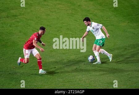 Michael Johnston aus Irland im Estadio Algarve in Almancil im Qualifikationsspiel der Gruppe B zur UEFA Euro 2024. Bilddatum: Montag, 16. Oktober 2023. Stockfoto