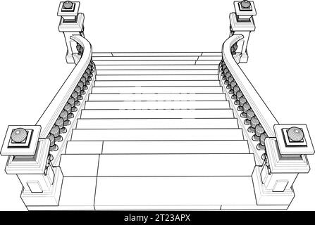 Klassischer Treppenvektor. Antike Treppen. Abbildung Isoliert Auf Weißem Hintergrund. Eine Vektordarstellung einer Treppe. Stock Vektor