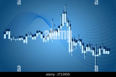 Handelshintergrund, Hintergrundbild. Finanzkerzendiagramm, Unterstützungs- und Widerstandskarte. Diagramme für Forex-Handel Stock Vektor