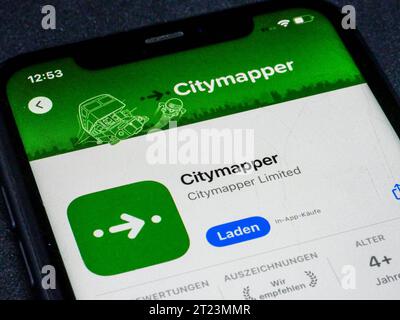 App Store - Apple 16.10.2023: Apple App Store auf einem iPhone. Praktische Alltagshelfer - Citymapper *** App Store Apple 16 10 2023 Apple App Store auf einem iPhone praktische Alltagshelfer Citymapper Credit: Imago/Alamy Live News Stockfoto