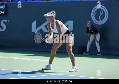 Monastir, Monastir, Tunesien. Oktober 2023. Iryna Shymanovich in Aktion während der JASMIN OPEN MONASTIR - Monastir - Damen Tennis, WTA250 (Bild: © Mathias Schulz/ZUMA Press Wire) NUR REDAKTIONELLE VERWENDUNG! Nicht für kommerzielle ZWECKE! Quelle: ZUMA Press, Inc./Alamy Live News Stockfoto