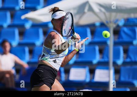 Monastir, Monastir, Tunesien. Oktober 2023. Iryna Shymanovich in Aktion während der JASMIN OPEN MONASTIR - Monastir - Damen Tennis, WTA250 (Bild: © Mathias Schulz/ZUMA Press Wire) NUR REDAKTIONELLE VERWENDUNG! Nicht für kommerzielle ZWECKE! Quelle: ZUMA Press, Inc./Alamy Live News Stockfoto