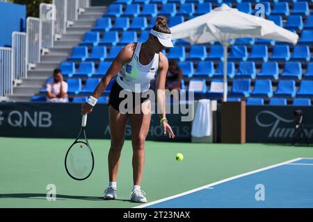 Monastir, Monastir, Tunesien. Oktober 2023. Iryna Shymanovich in Aktion während der JASMIN OPEN MONASTIR - Monastir - Damen Tennis, WTA250 (Bild: © Mathias Schulz/ZUMA Press Wire) NUR REDAKTIONELLE VERWENDUNG! Nicht für kommerzielle ZWECKE! Quelle: ZUMA Press, Inc./Alamy Live News Stockfoto