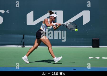 Monastir, Monastir, Tunesien. Oktober 2023. Iryna Shymanovich in Aktion während der JASMIN OPEN MONASTIR - Monastir - Damen Tennis, WTA250 (Bild: © Mathias Schulz/ZUMA Press Wire) NUR REDAKTIONELLE VERWENDUNG! Nicht für kommerzielle ZWECKE! Quelle: ZUMA Press, Inc./Alamy Live News Stockfoto