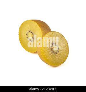 Golden Kiwi auf weißem Hintergrund Stockfoto