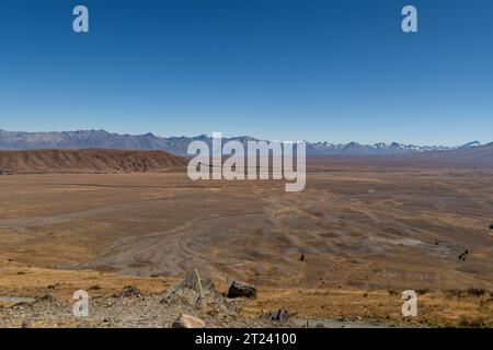 Tussock Plain, McKenzie District, Canterbury, South Island, Neuseeland Stockfoto