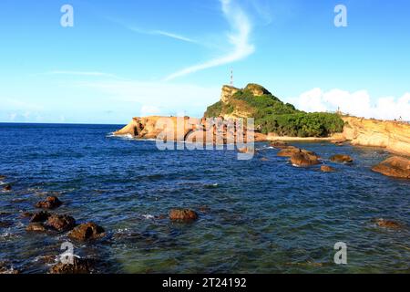 Natürliche Felsformation im Yehliu Geopark, einem der berühmtesten Wunder in Wanli, New Taipei City, Taiwan. Stockfoto