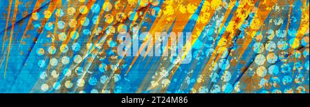 Abstrakter oranger und blauer Grunge künstlerischer Hintergrund. Vektor-Retro-Bannerdesign Stock Vektor