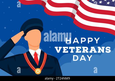 Hintergrund-Illustration zum Happy Veterans Day mit Soldatengrüßen Stock Vektor