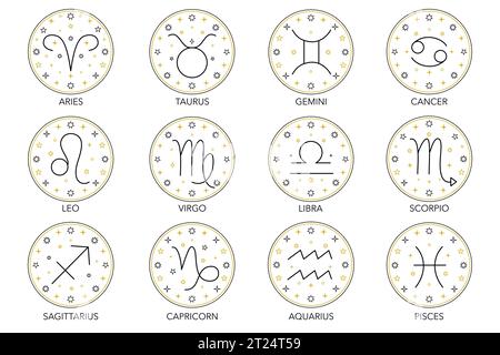 Sammlung von Zodiakzeichen. Stock Vektor