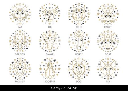 Sammlung von Tierkreiszeichen Stock Vektor