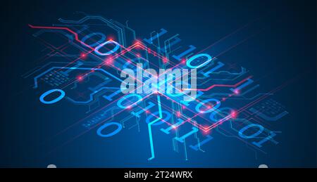 CPU-Konzept. Leiterplatte. Hintergrund der Vektortechnologie. Stock Vektor