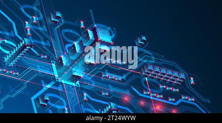 Isometrisches Big-Data-Konzept, Datenbank. Abstrakter technologischer Hintergrund. Vektorabbildung Stock Vektor