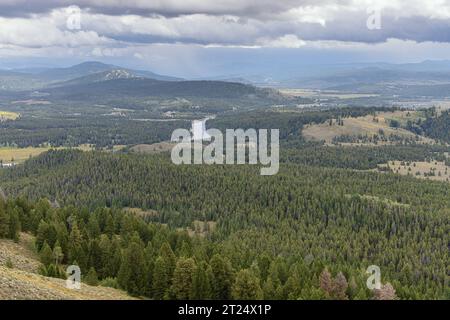 Das Ufer des Snake River, vom Gipfel des Signal Mountain (2355 m) im Grand Teton National Park aus gesehen Stockfoto