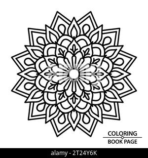 Affirmations Mandala für Papierschneiden und Ausmalen Buchseite. Einfache Mandala Ausmalheftseiten für Erwachsene, Fähigkeit zum Entspannen, Gehirnerlebnisse geben R Stock Vektor