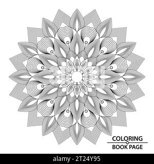Kompliziertes Ziermandala zum Schneiden oder Ausmalen von Büchern. Einfache Mandala Ausmalheftseiten für Erwachsene, Fähigkeit zum Entspannen, Gehirnerlebnisse Stock Vektor