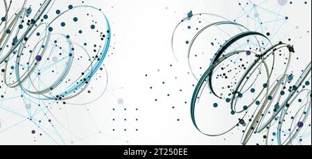 Vorlage für die Präsentation von Wissenschaft und Technologie. Hintergrund im Plexusstil. Stock Vektor
