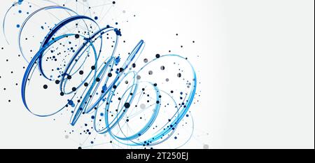 Vorlage für die Präsentation von Wissenschaft und Technologie. Hintergrund im Plexusstil. Stock Vektor