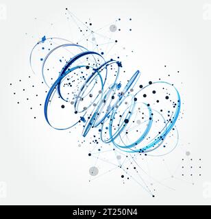 Vorlage für die Präsentation von Wissenschaft und Technologie. Hintergrund im Plexusstil. Stock Vektor