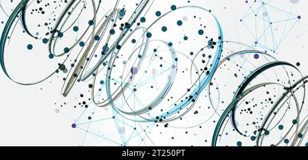 Vorlage für die Präsentation von Wissenschaft und Technologie. Hintergrund im Plexusstil. Stock Vektor