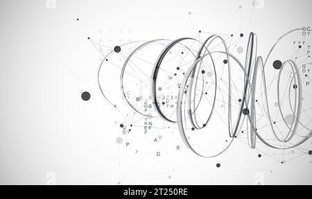 Vorlage für die Präsentation von Wissenschaft und Technologie. Hintergrund im Plexusstil. Stock Vektor