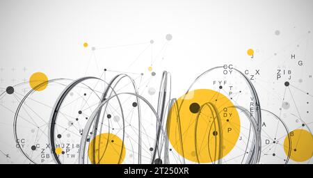 Vorlage für die Präsentation von Wissenschaft und Technologie. Hintergrund im Plexusstil. Stock Vektor