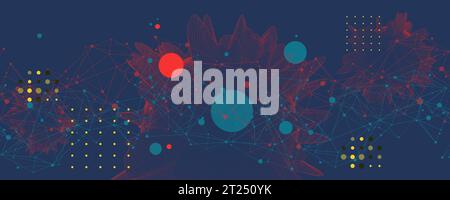 Abstrakter Kugelhintergrund mit Plexuseffekt. 3D-Oberfläche. Vektor Stock Vektor