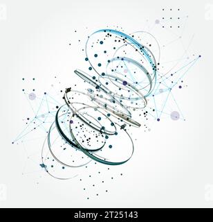 Vorlage für die Präsentation von Wissenschaft und Technologie. Hintergrund im Plexusstil. Stock Vektor