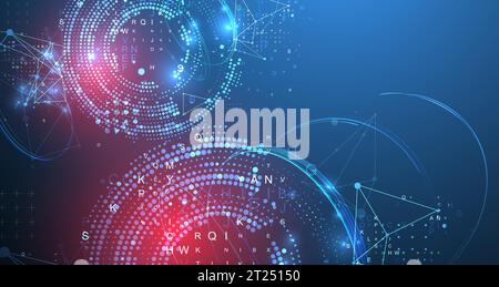 Halbtonwissenschaftliches Hintergrund mit verbindenden Punkten und Linien. Digitale Datenvisualisierung. Vektor Stock Vektor