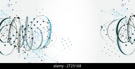 Vorlage für die Präsentation von Wissenschaft und Technologie. Hintergrund im Plexusstil. Stock Vektor