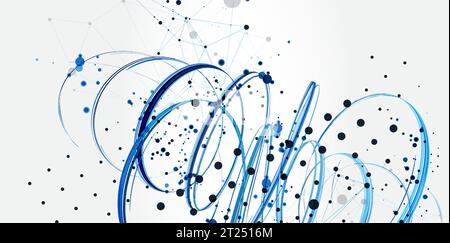 Vorlage für die Präsentation von Wissenschaft und Technologie. Hintergrund im Plexusstil. Stock Vektor