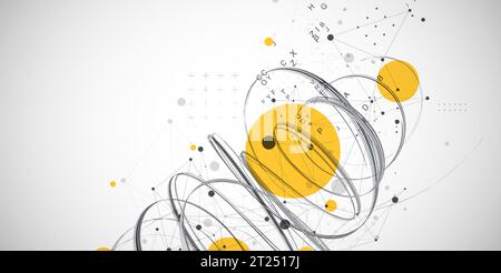 Vorlage für die Präsentation von Wissenschaft und Technologie. Hintergrund im Plexusstil. Stock Vektor