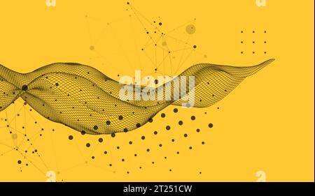 Die abstrakte Welle wird im Rahmenstil erstellt. Vorlage für die Präsentation von Wissenschaft und Technologie. Vektor Stock Vektor