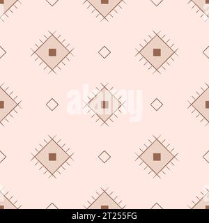 Nahtloses Muster für aztekische Ethnie. Einfache indianische Stammesillustration, geometrische Symbole Hintergrund. Stock Vektor