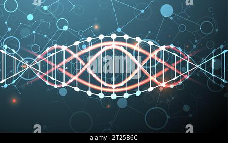Science-Vorlage, Tapete oder Banner mit DNA-Molekülen. Vektorgrafik Stock Vektor