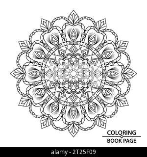 Komplizierte Ornamental Mandala für Papierausschnitt und Färben Buchseite editierbar und skalierbar Vektordatei Stock Vektor