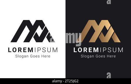 Luxuriöses Initial MV- oder VM-Monogramm-Logo mit Textbuchstaben Stock Vektor