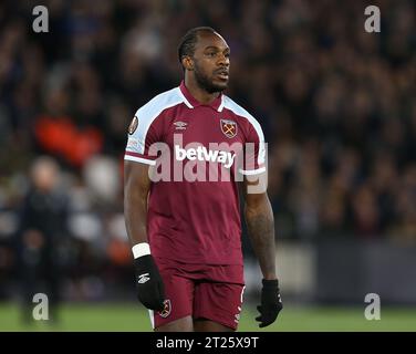 Michail Antonio aus West Ham vereinte sich gegen Lyon. - West Ham United gegen Lyon, UEFA Europa League - Viertelfinale First Leg, London Stadium, London, UK - 7. April 2022 Stockfoto