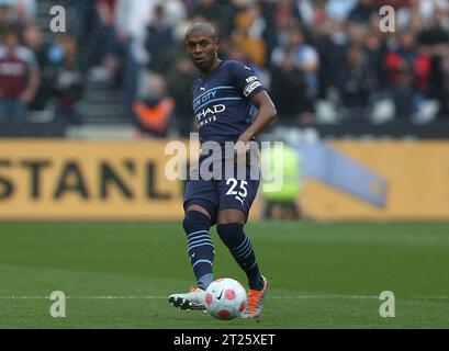 Fernandinho von Manchester City gegen West Ham United. - West Ham United gegen Manchester City, Premier League, London Stadium, London, UK - 15. Mai 2022 nur redaktionelle Verwendung - es gelten Einschränkungen für DataCo Stockfoto