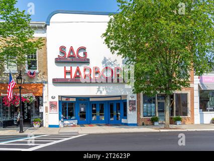 Vorderfassade des sag Harbour Cinema Stockfoto