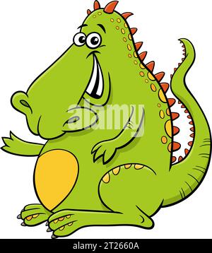 Comic humorvolle Fantasy-Illustration einer Drachen-Comic-Tierfigur Stock Vektor