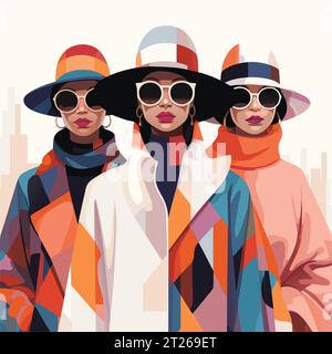 Mädchen in Brille. Minimalistische Vektorporträts. Vektorillustration Fine Art. Stock Vektor