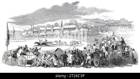 Reading Races; Black and White Illustration aus dem „Old England“, veröffentlicht von James Sangster im Jahr 1860. Stockfoto